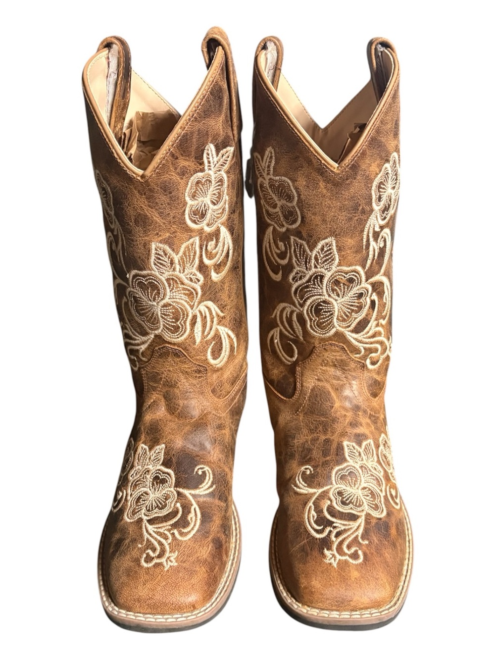 Shyanne Tan Brown Western Embroidered Heeled Boots